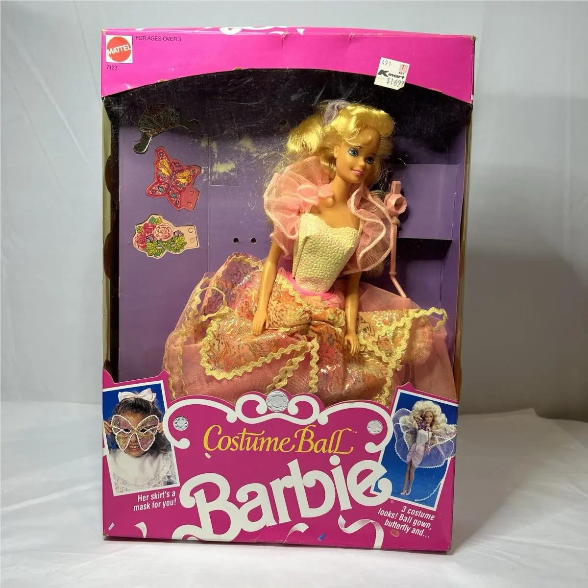 Box 1990 Costume Ball Barbie Mattel 7123 Nrfb Vintage Blonde