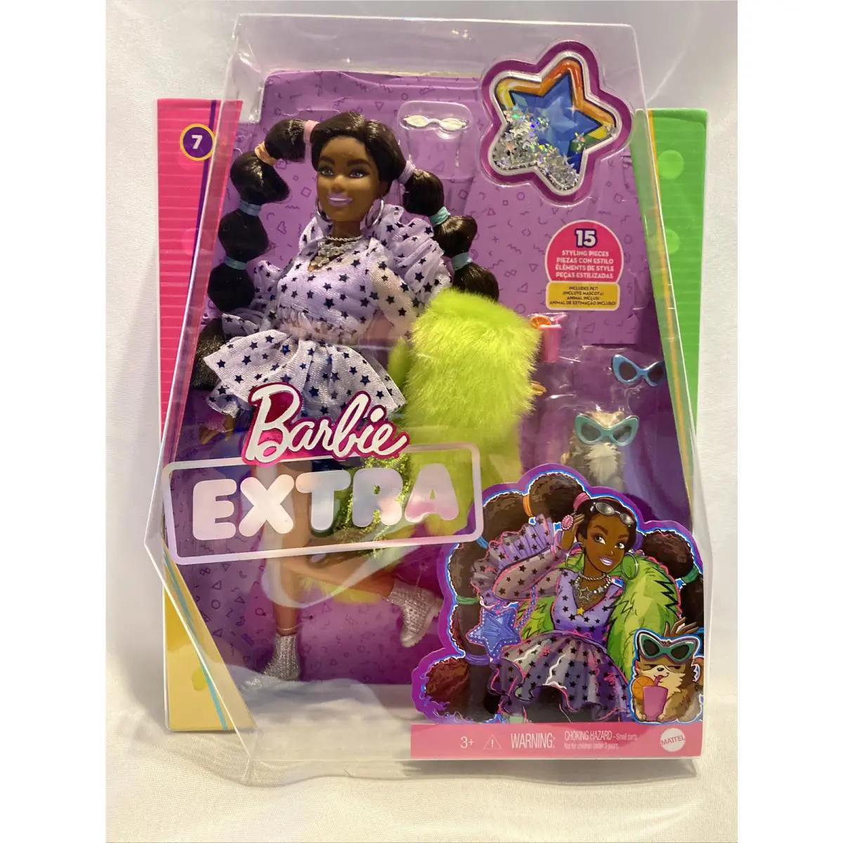 Barbie Extra Doll in Top Shorts Furry Shrug with Pet Pomeranian 7 - 2021