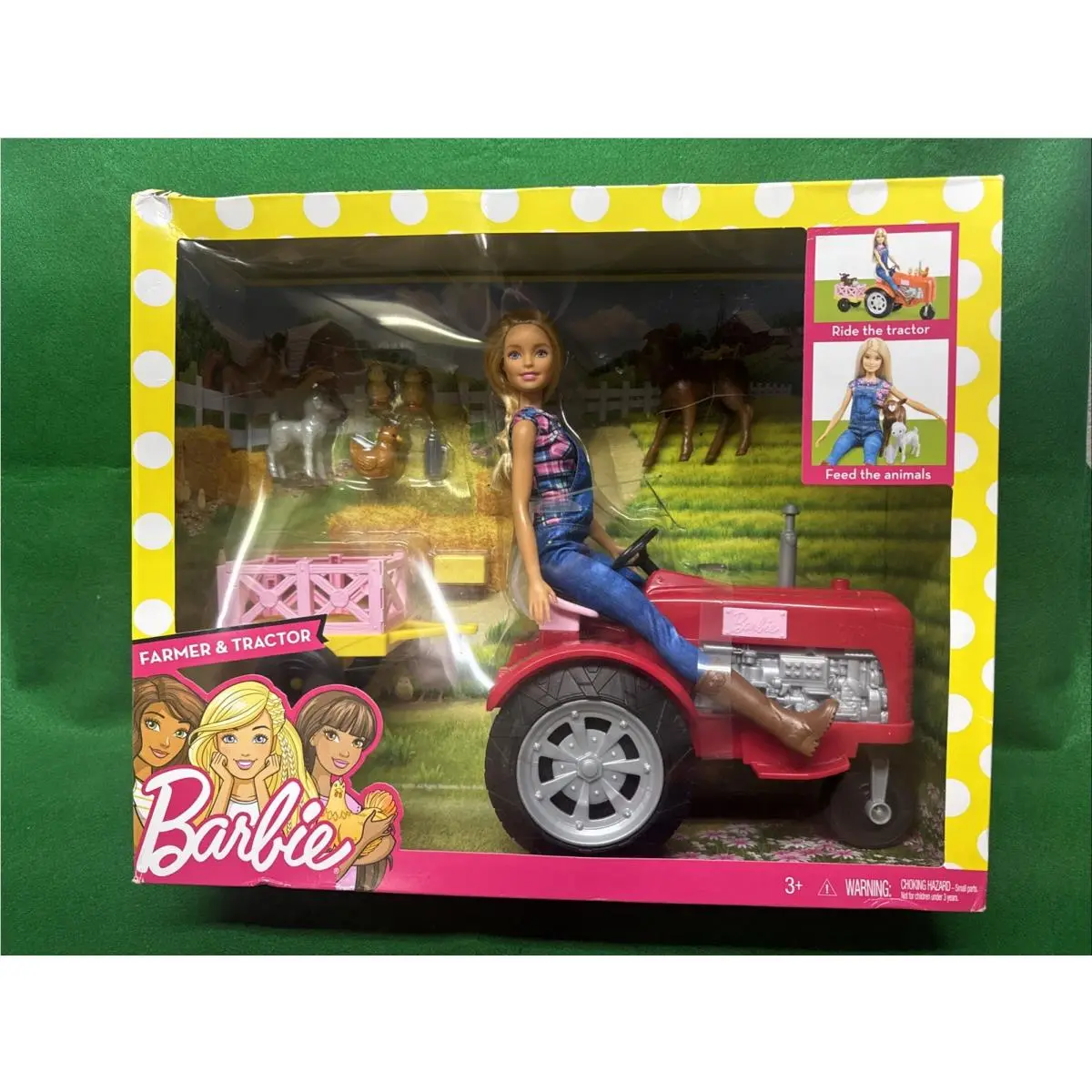 Barbie Career Farmer Doll Red Tractor Play Set Blonde Hair White Girl