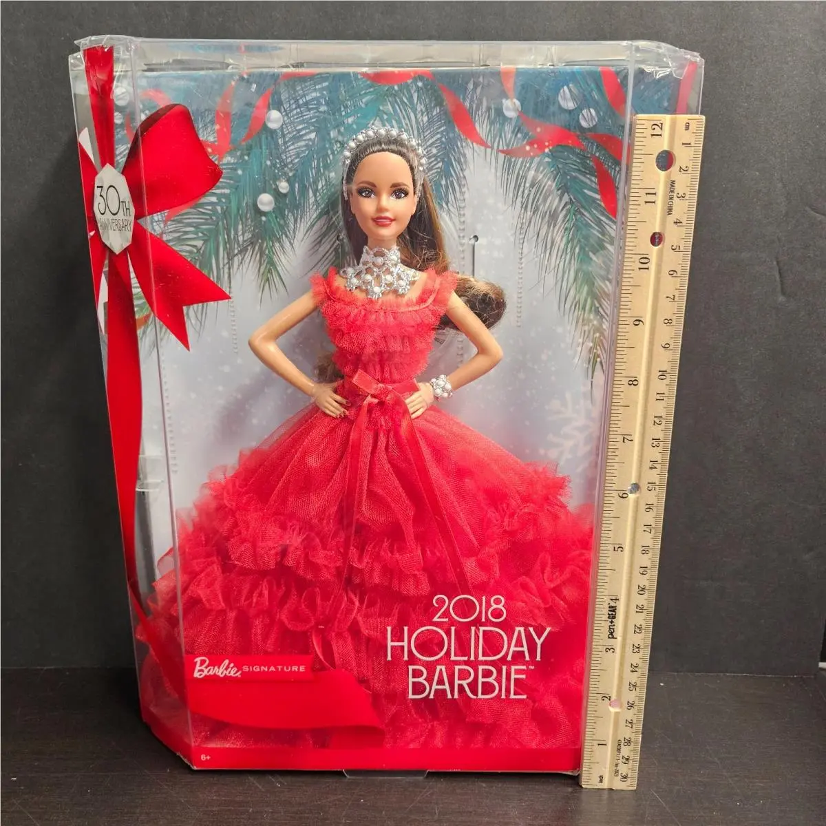 2018 Holiday Barbie Hispanic Teresa Doll Red Dress 30th Anniversary FRN71