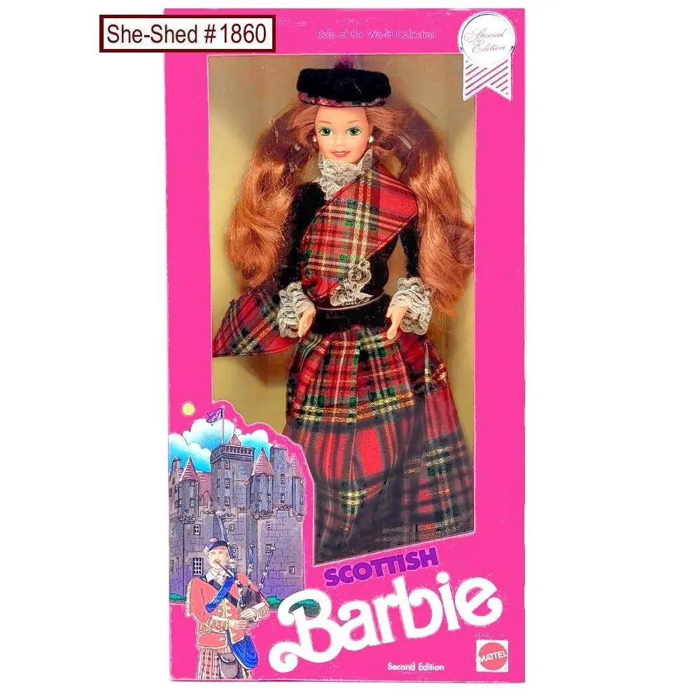 Vintage 1990 Scottish Barbie Doll 9845 Dolls of The World Barbie Nrfb