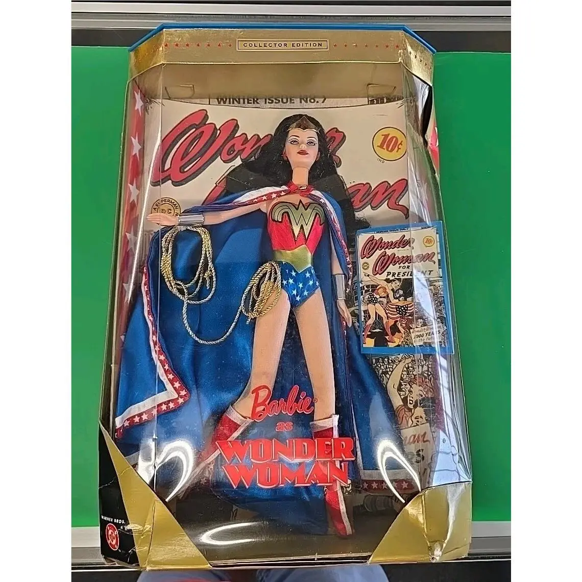 Mattel Wonder Woman Barbie Doll 12 in Blue Eyes Black Hair 1999