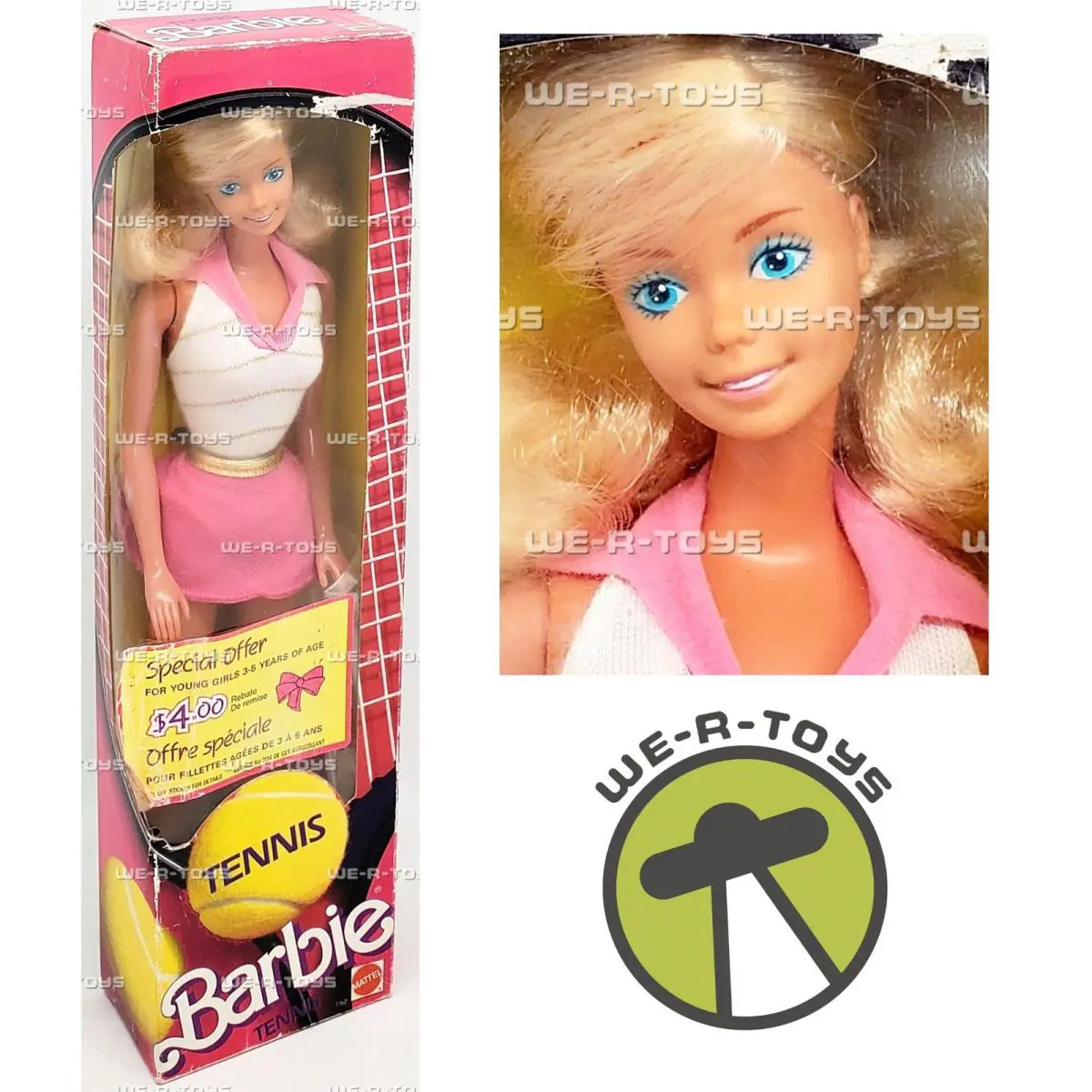 Barbie Tennis Doll with Accessories Multilingual Box 1986 Mattel 1760