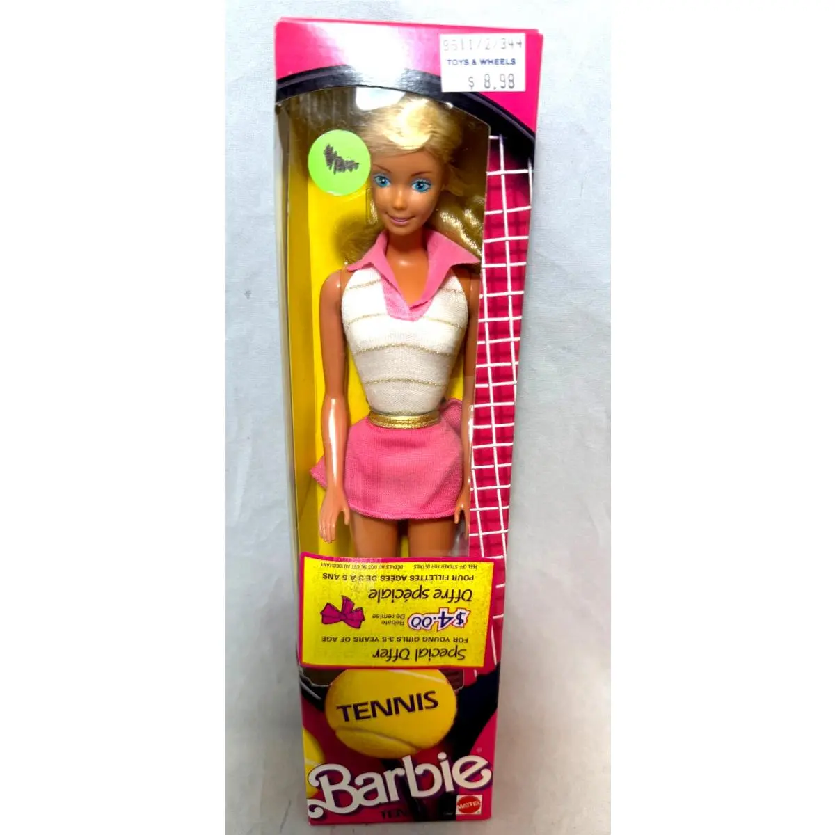 Tennis Barbie Doll 1986 Mattel 1750 European Release Nrfb