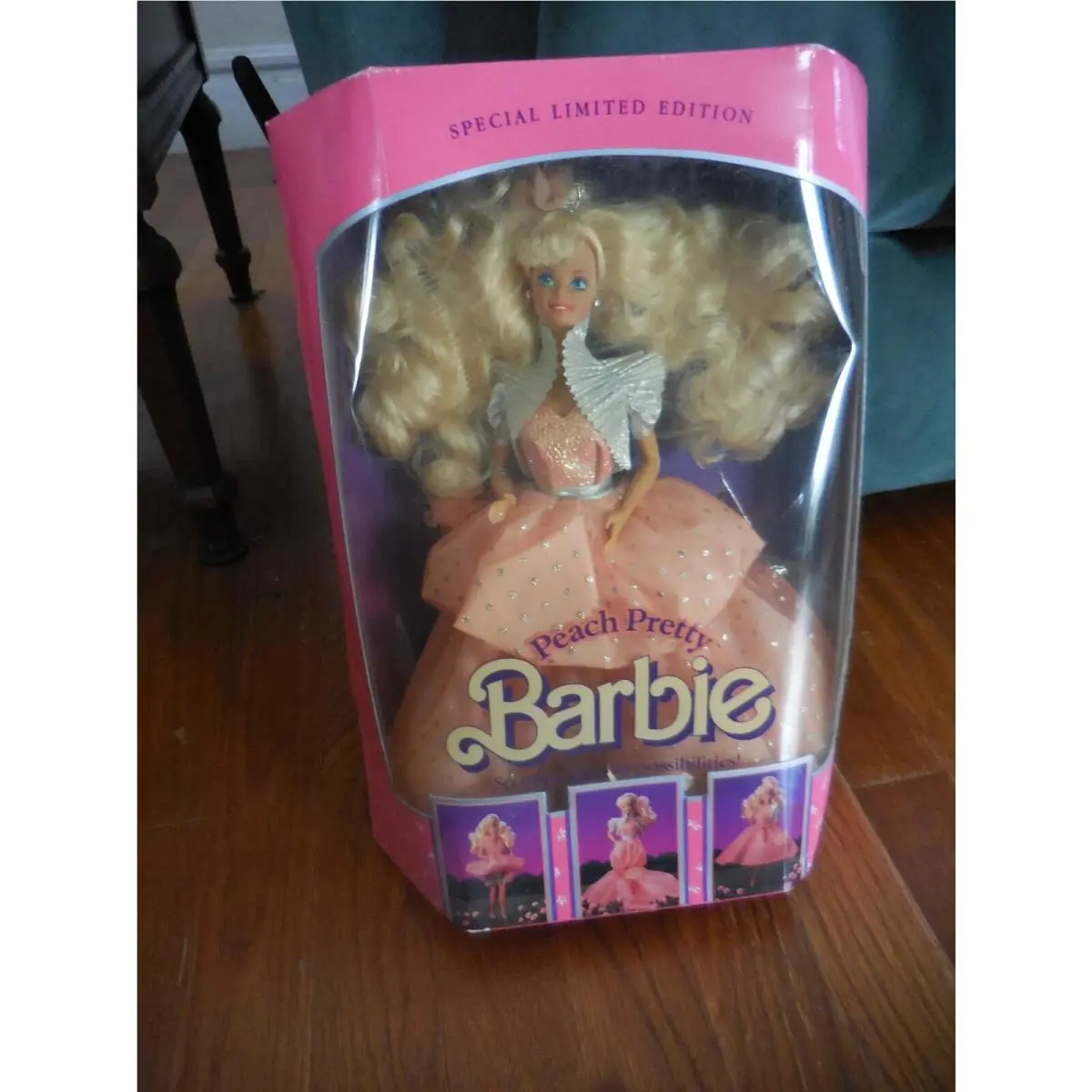 1989 Peach Pretty Barbie Blonde in Peach Gown - Limited Edition Doll 4870 Mint