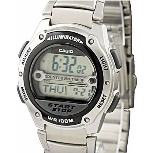 Casio W756D-1A Men`s Digital 100 Meter Water Resistance Stainless Steel Watch