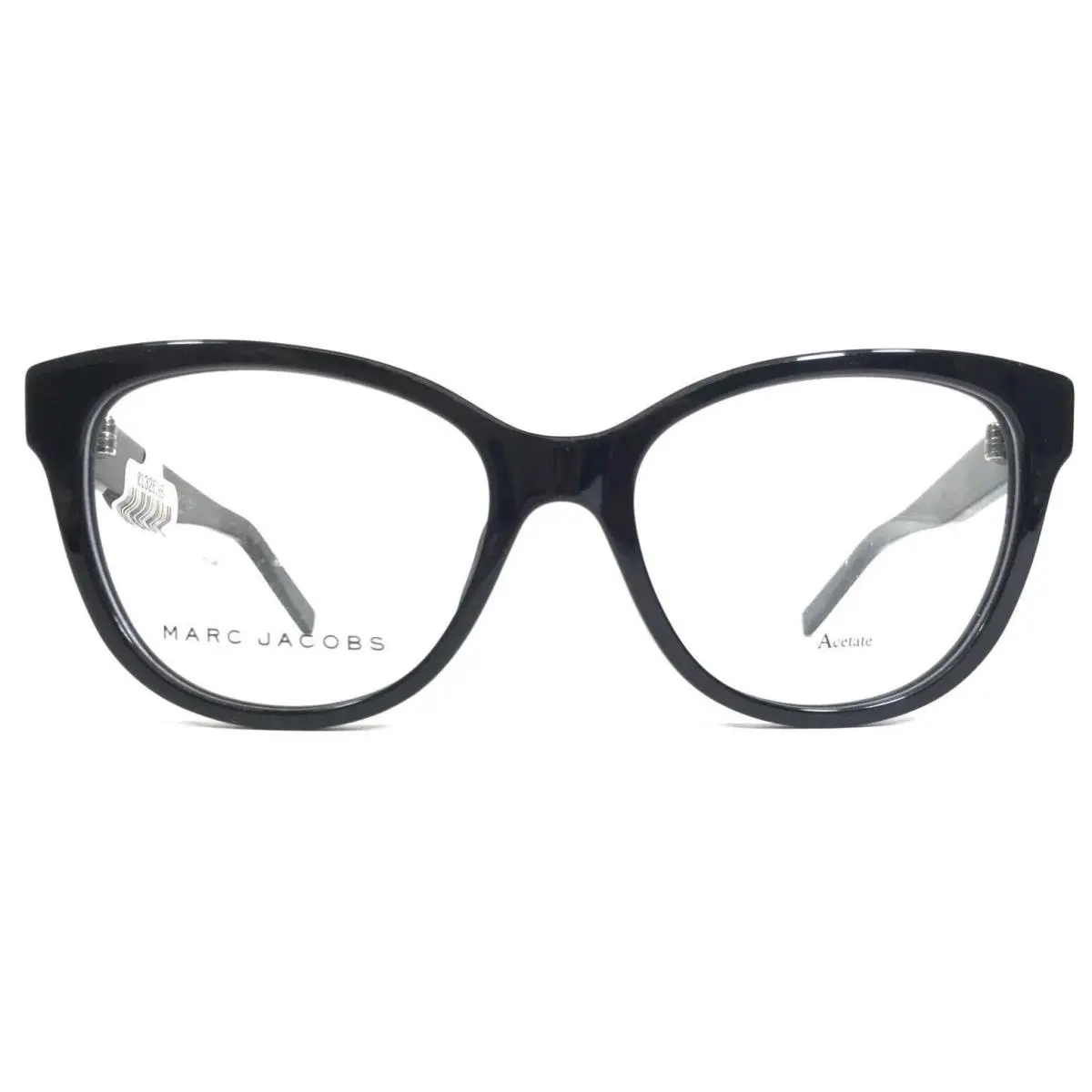 Marc Jacobs Eyeglasses Frames Marc 115 807 Shiny Black Silver Cat Eye