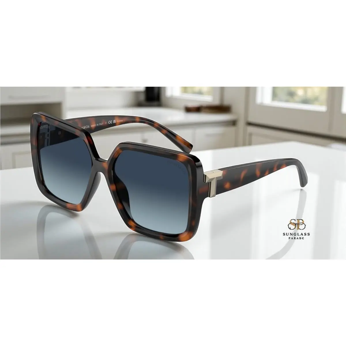 Tiffany Co. TF4206U 80154U Havana Azure Dk Blu Polarized 58 Women`s Sunglasses
