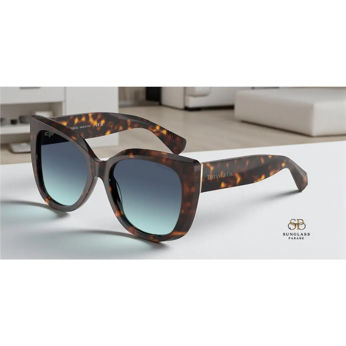 Tiffany TF4229 80159S Havana Azure Gradient Blue 55 mm Women`s Sunglasses