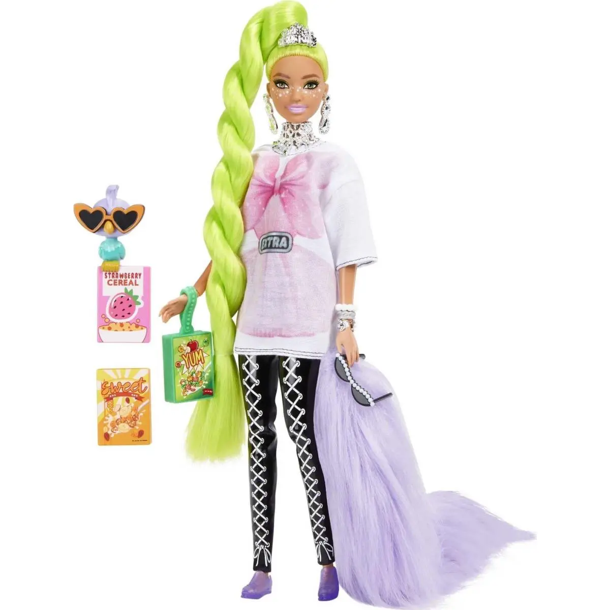 Barbie Extra Neon Green Doll with Accessories and Pet 12 Inch Fashion Figure