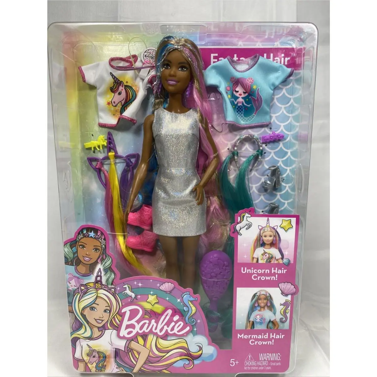 Barbie Fantasy Hair Doll : 2 Interchangeable Crowns Mermaid and Unicorn