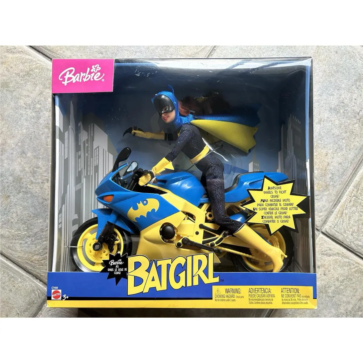 Mattel 2003 DC Comics Batgirl and Batcycle Barbie Doll Set