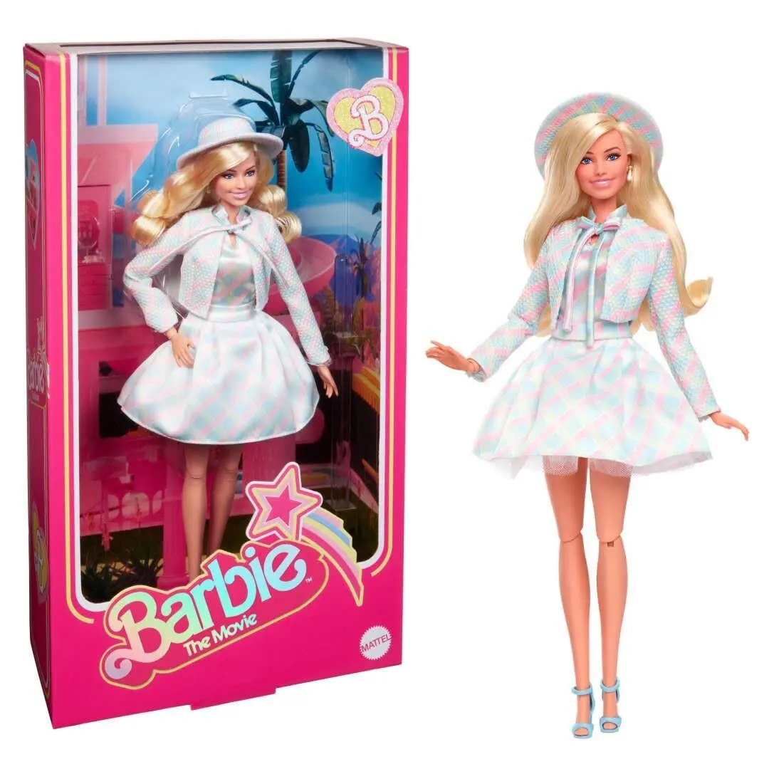 Nrfb The Barbie Movie Plaid Set Articulated Doll Blonde Curls Margot Robbie