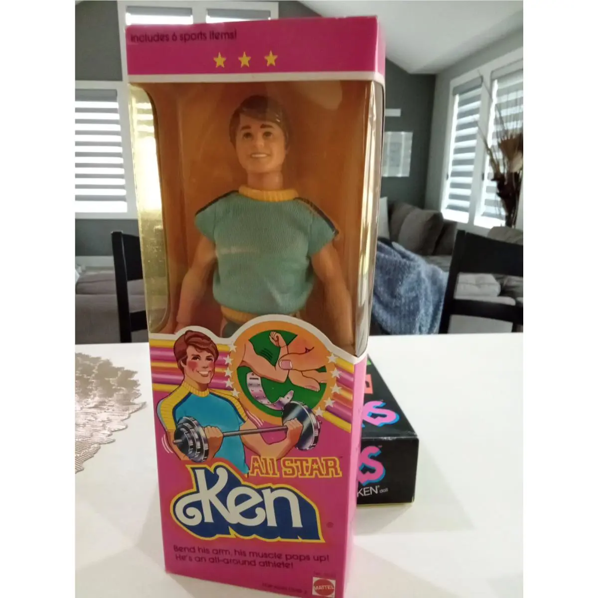 Barbie Doll All Star Ken 1981 Mattel Barbells Included In Box