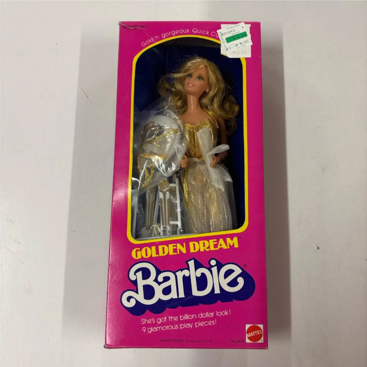 Vintage 1980 Golden Dream Barbie Doll Mattel 1874 Quick Curl Hair Disco Fashion