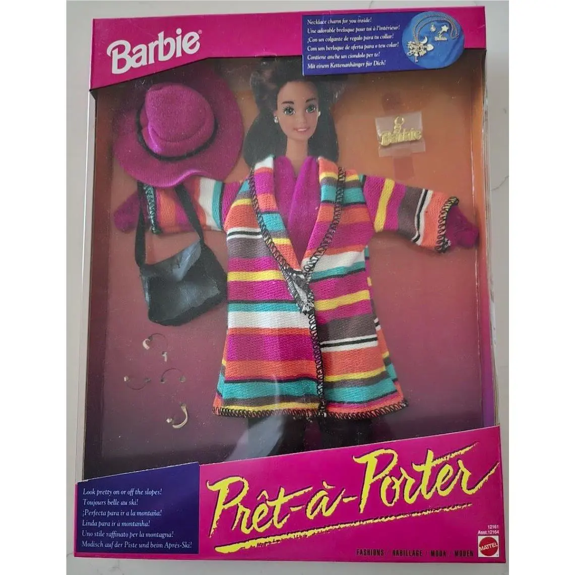 1994 Pret-a-porter Barbie Fashion Colorful Coat Nrfb 12161
