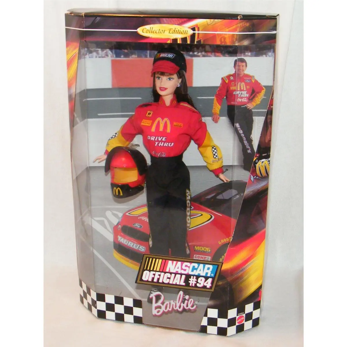 Nascar Official 94 Barbie Doll 1999 . Mcdonald`s / Coca-cola Shirt . Helmet