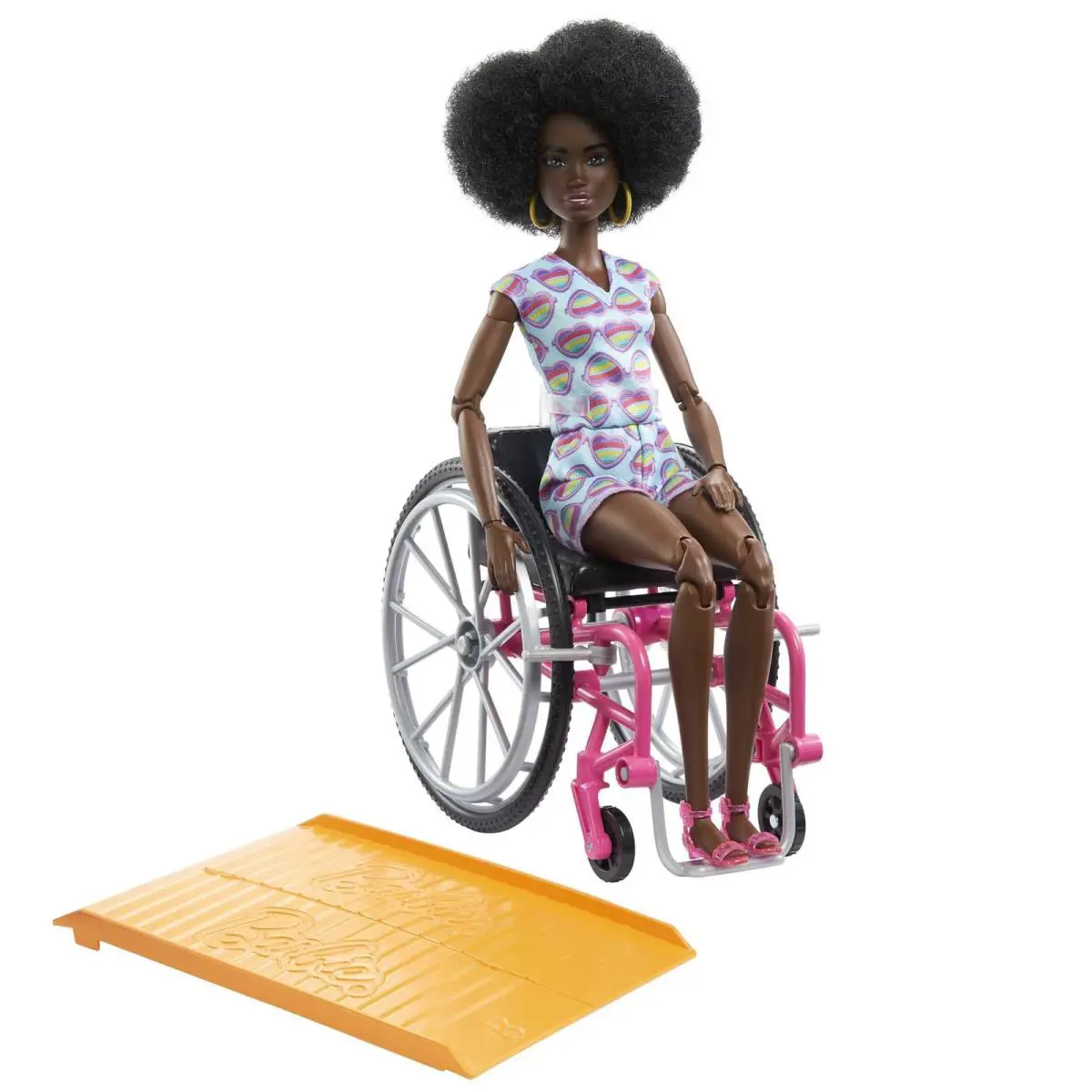 Barbie Fashionistas Multicolor Doll with Wheelchair and Rainbow Heart Romper