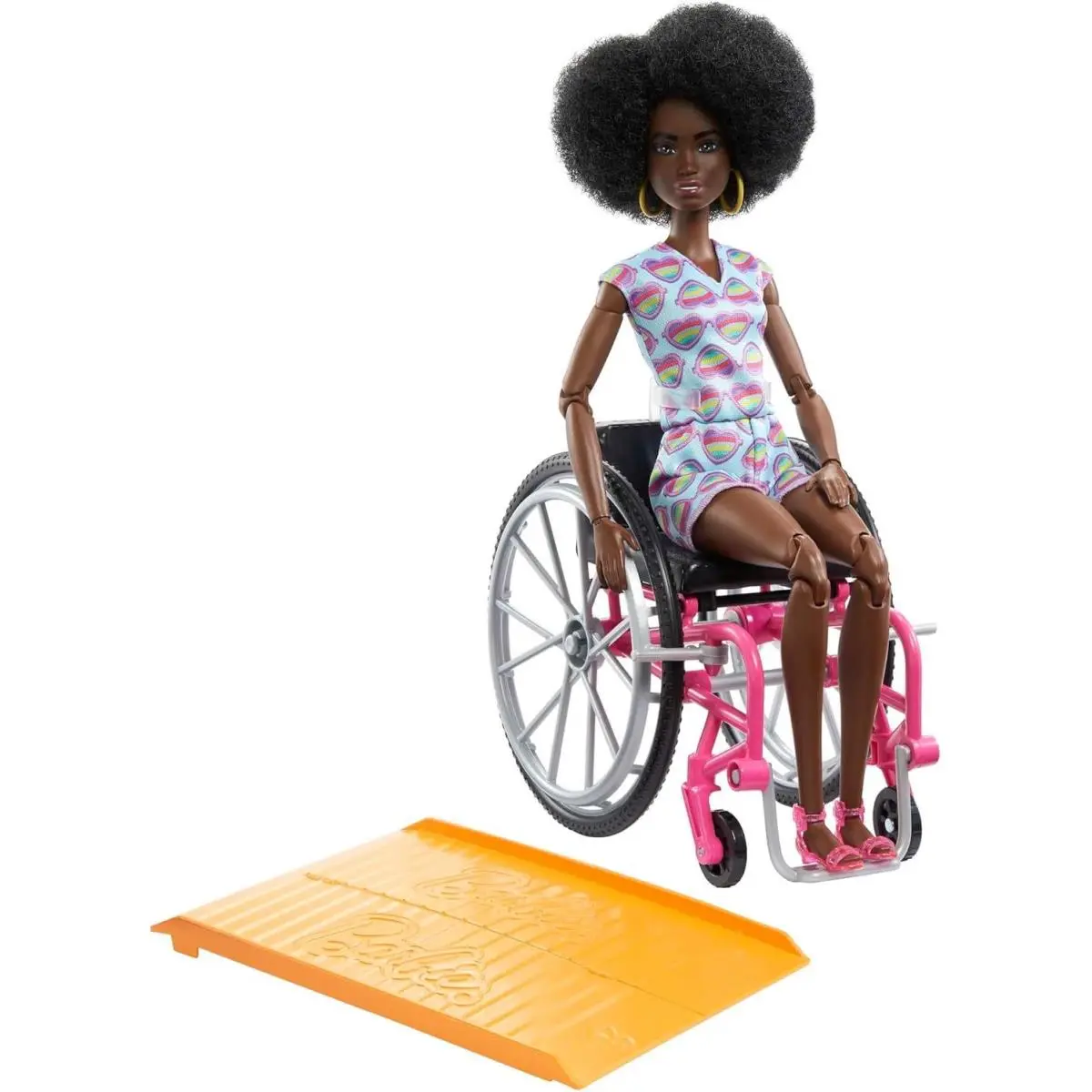 Barbie Fashionistas Doll 195 Wheelchair and Ramp Curly Black Hair HJT14