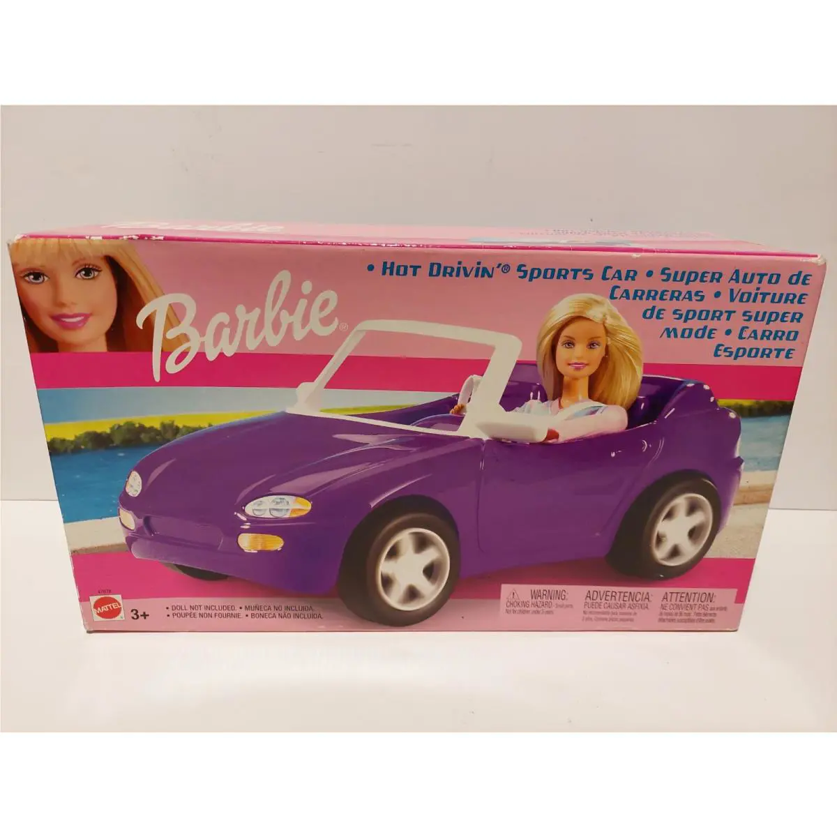 Barbie Hot Drivin` Sports Car Purple Convertible 2002 Mattel 47678