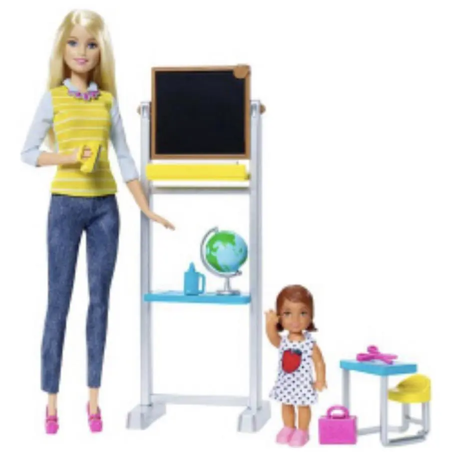 2016 Barbie Teacher Student Play Set W/real Chalkboard Globe Desk