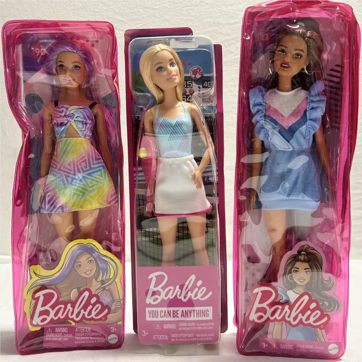 Barbie Fashionista Includes 190 Blonde Hair 12” Doll with Rainbow Dress-distres