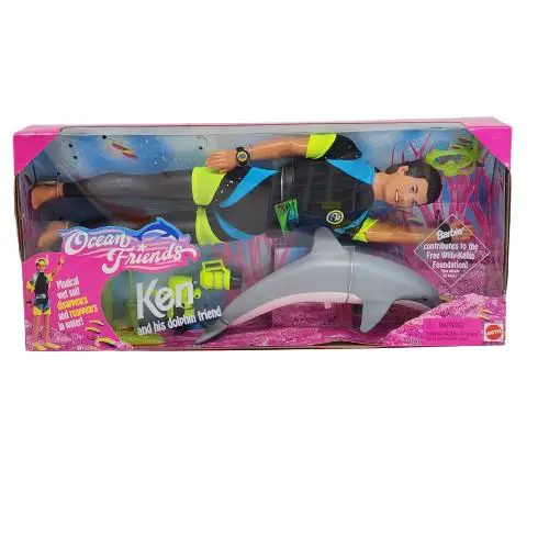 Vintage 1996 Mattel Ocean Friends Ken Dolphin Barbie Doll 15430 Box