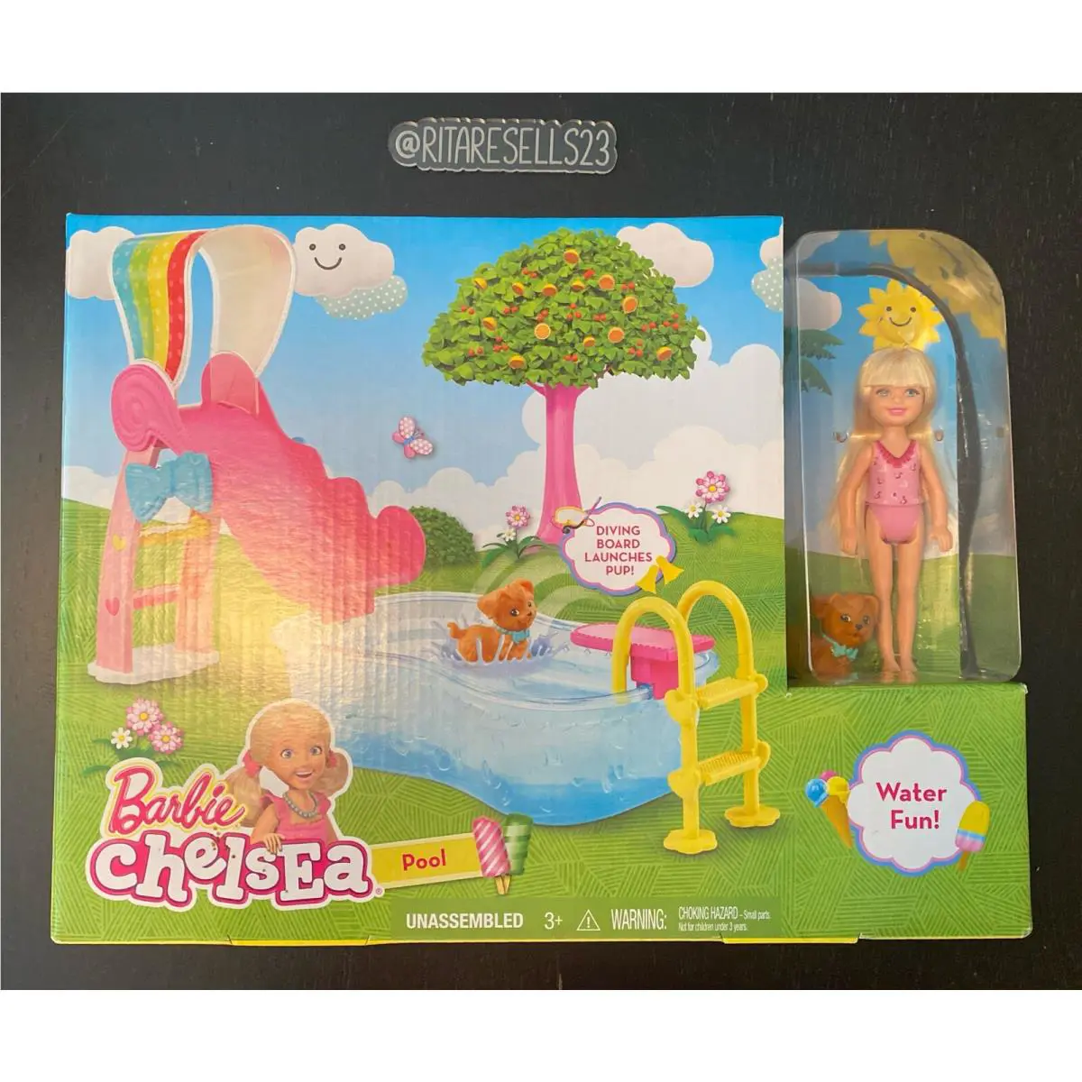 2014 Barbie Chelsea Pool Playset W/dog Nrfb CMY36