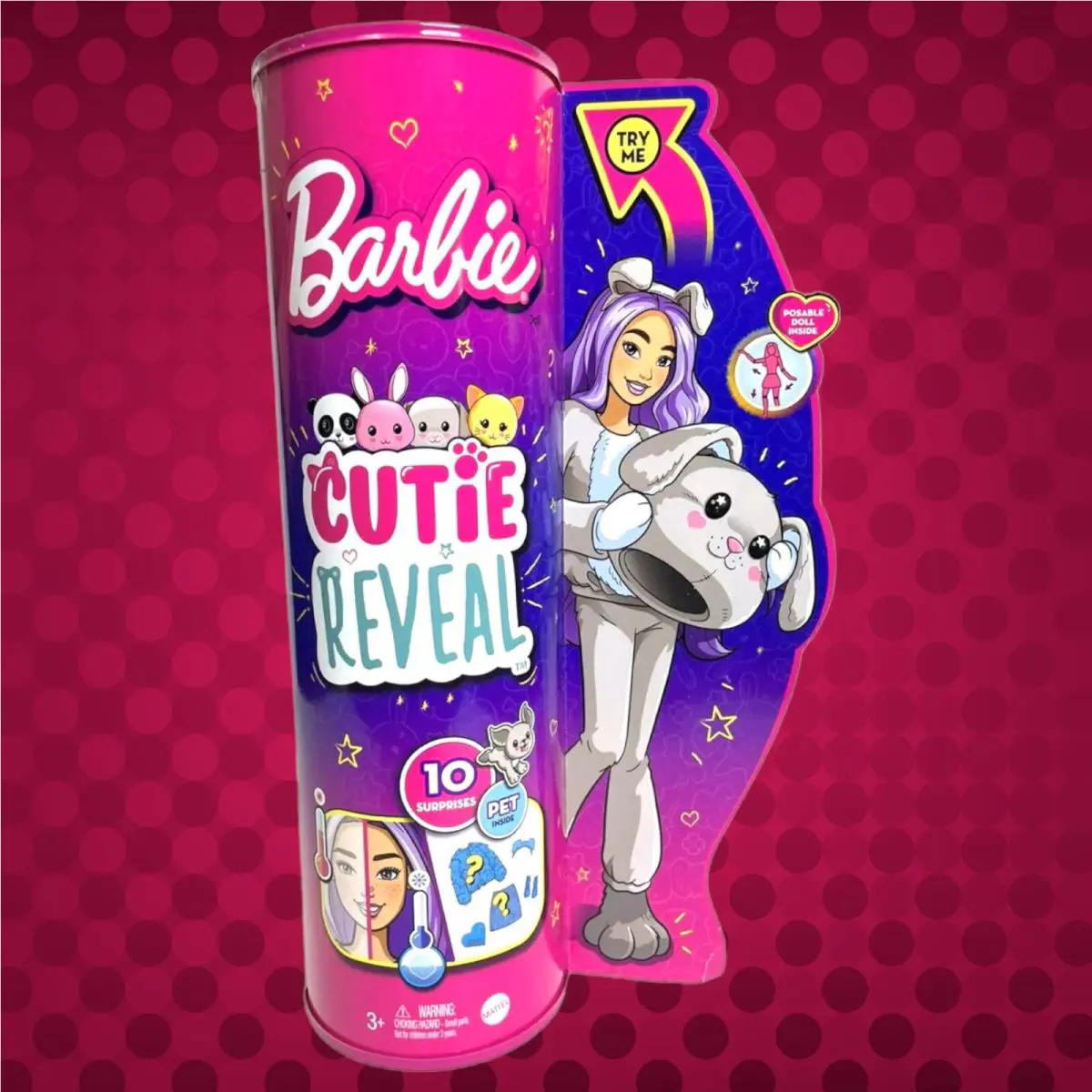 Barbie Cutie Reveal Doll with Puppy Plush Costume 10 Surprises Christmas