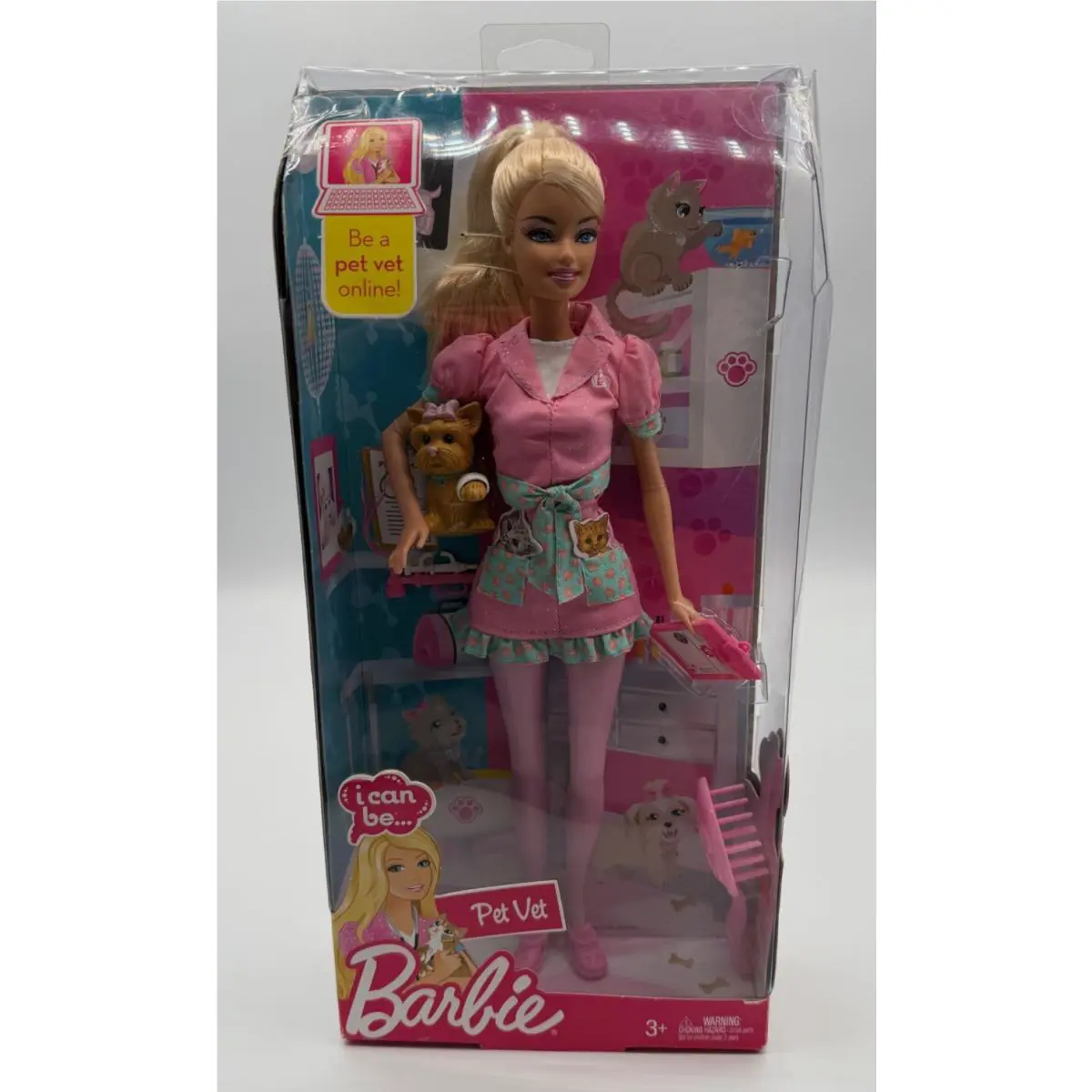 Barbie I Can Be A Pet Vet 2009 Veterinian Dr w/ Dog R4228 Mattel Doll Box