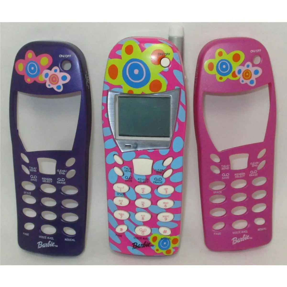 2001 Barbie Talk with Me Smart Cell Phone Toy W/face Plates Mattel Works Nokia