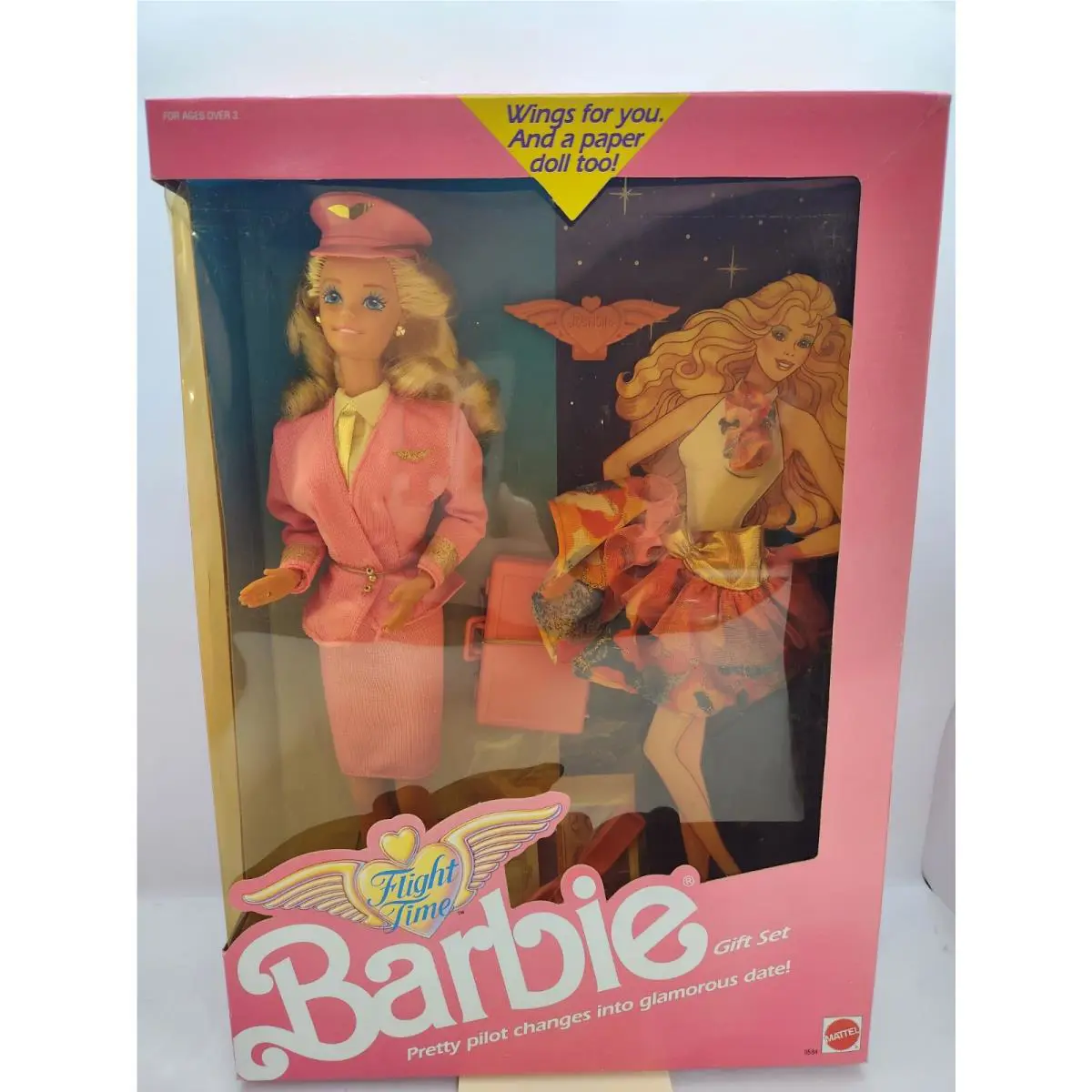 1989 Mattel Flight Time Barbie Doll Gift Set 9584 - Pilot to Glamorous Date