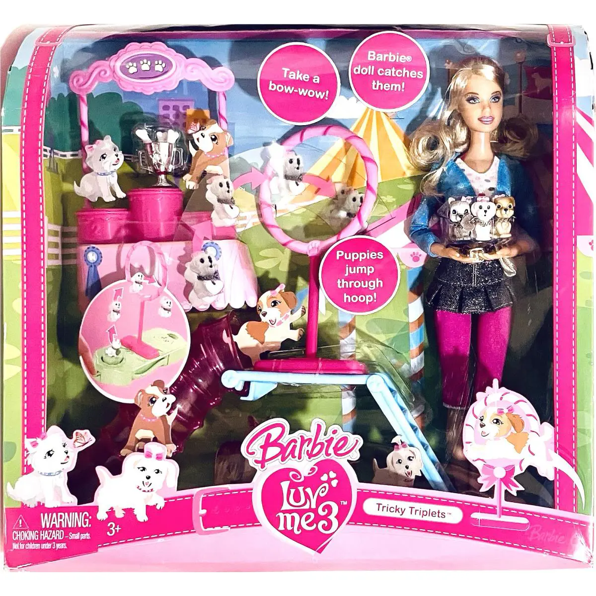 Mattel Barbie Luv Me 3 Tricky Triplets 11.5 Fashion Doll Puppies Playset