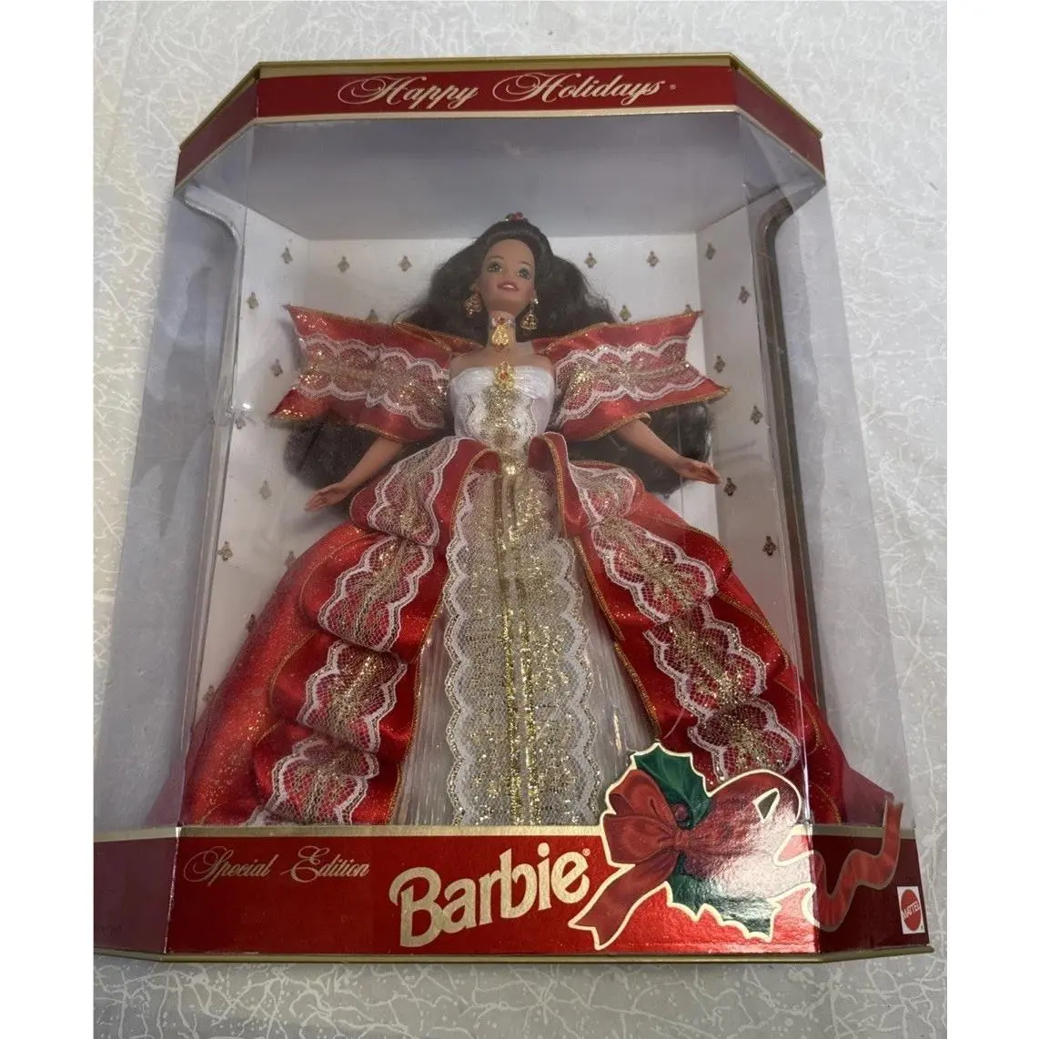 Vintage Rare Happy Holidays 1997 Barbie Doll Misprint/green Eyes