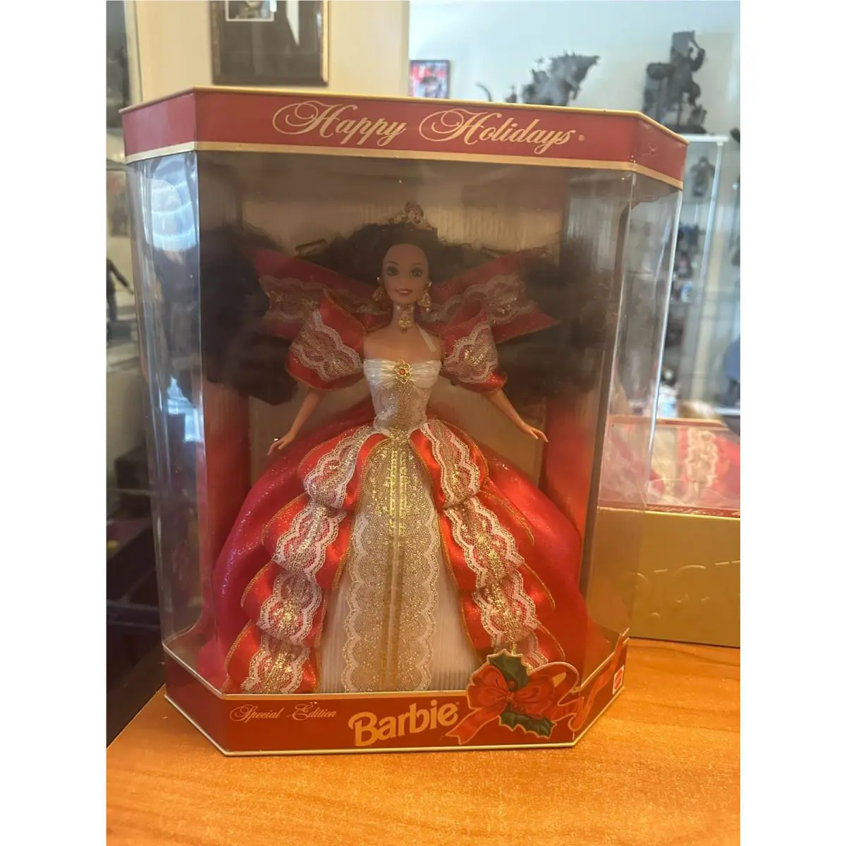 1997 Misprint Green Eyes Holiday Barbie Happy Holidays Gold Special Ed