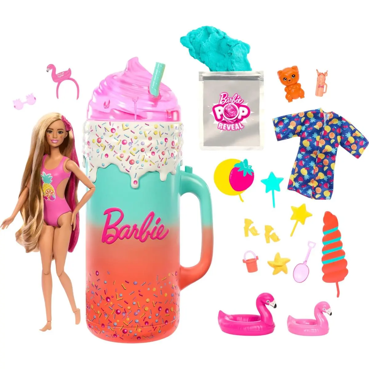Barbie Pop Reveal Rise and Surprise Multicolor Toy Figure Playset with 15