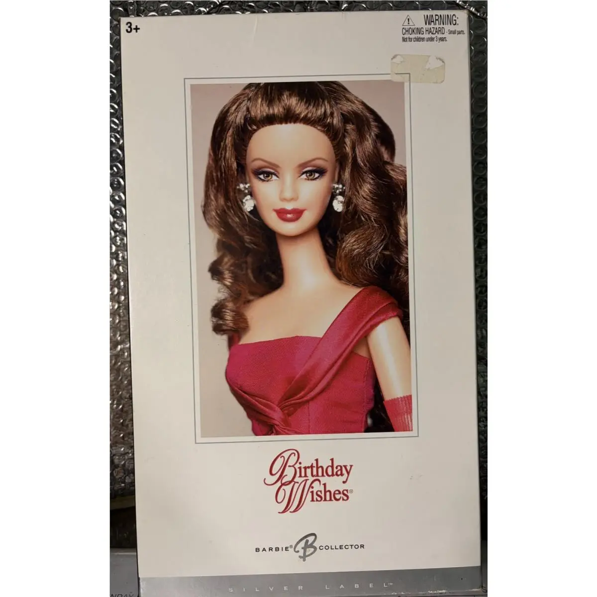 Nrfb Birthday Wishes Barbie Doll Brunette in Ruby Red Dress 2004 Mattel C6229