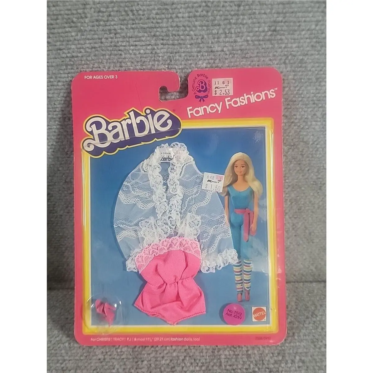 Barbie Fancy Fashions Outfit Mattel 7512 Pink Lace Longerie Shoes Vtg 1983