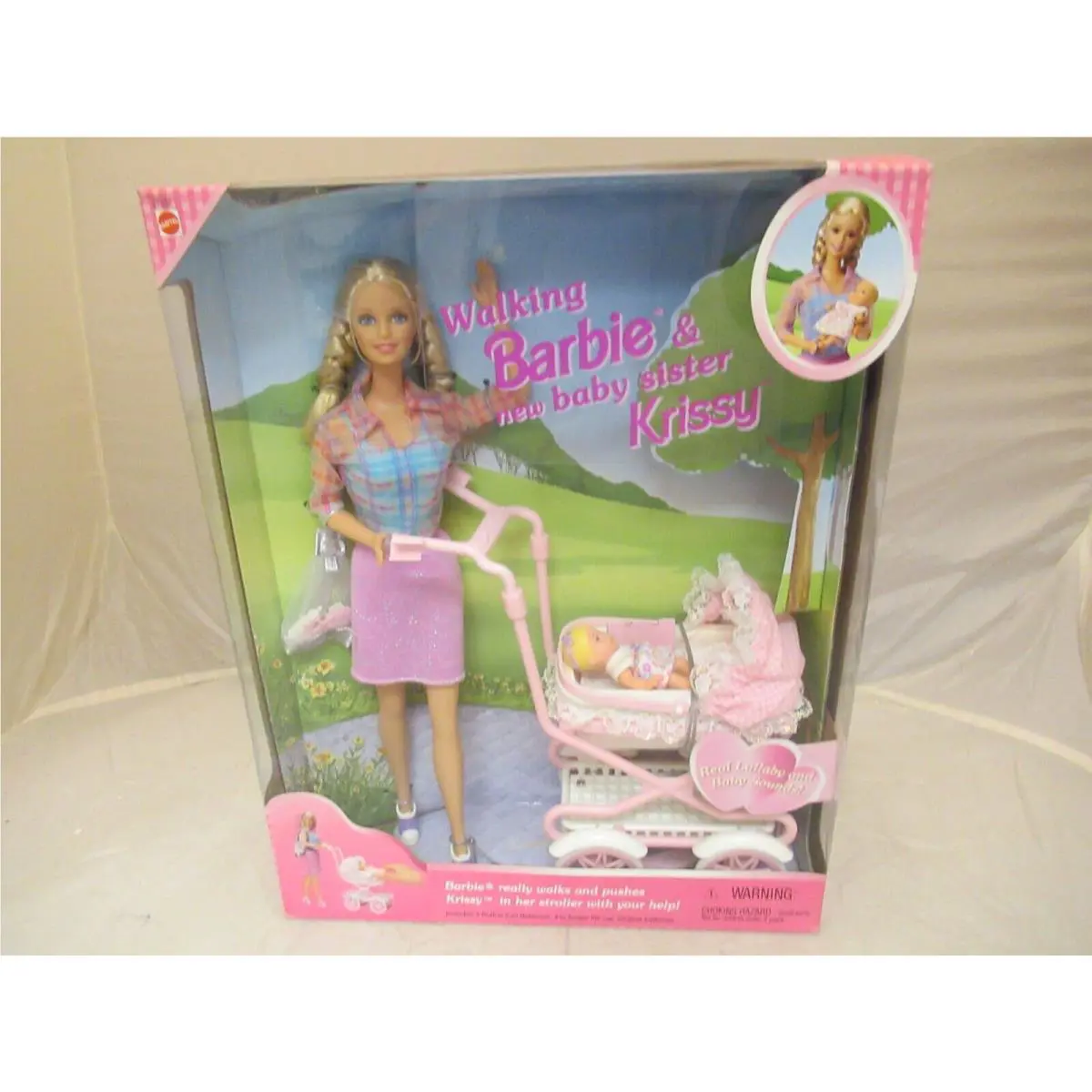 1999 Walking Barbie Baby Sister Krissy Play Set - Nrfb