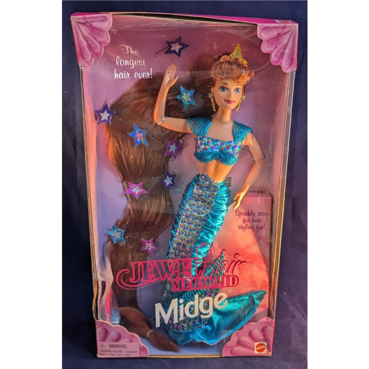 1995 Barbie Jewel Hair Mermaid Midge Doll Longest Hair Ever Removable Tail Tip