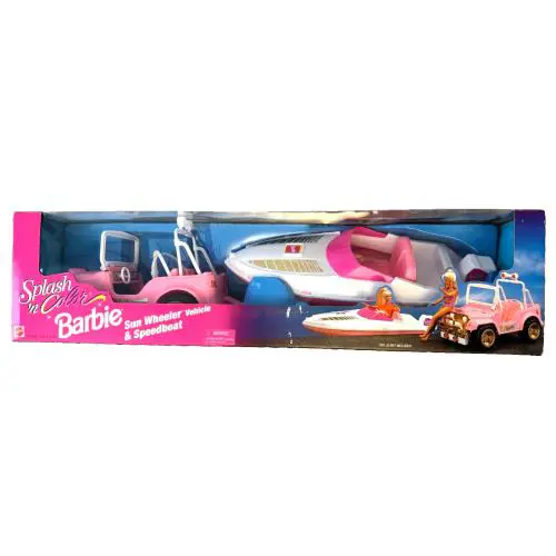 BK Barbie Doll 1997 Splash `N Color Sun Wheeler Speedboat Jeep