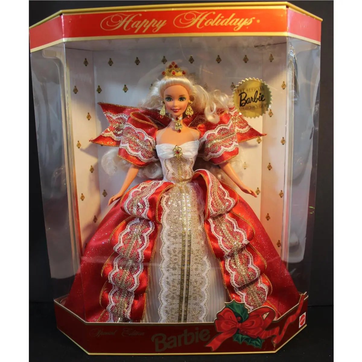 Barbie - Holiday Barbie - Red White Gown 1997 17832 Htf Club Edition Nrfb