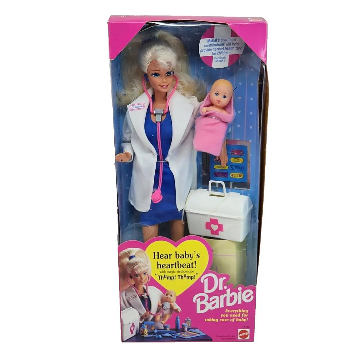 Vintage 1993 Mattel DR Doctor Barbie W/ Baby 11160 IN Box