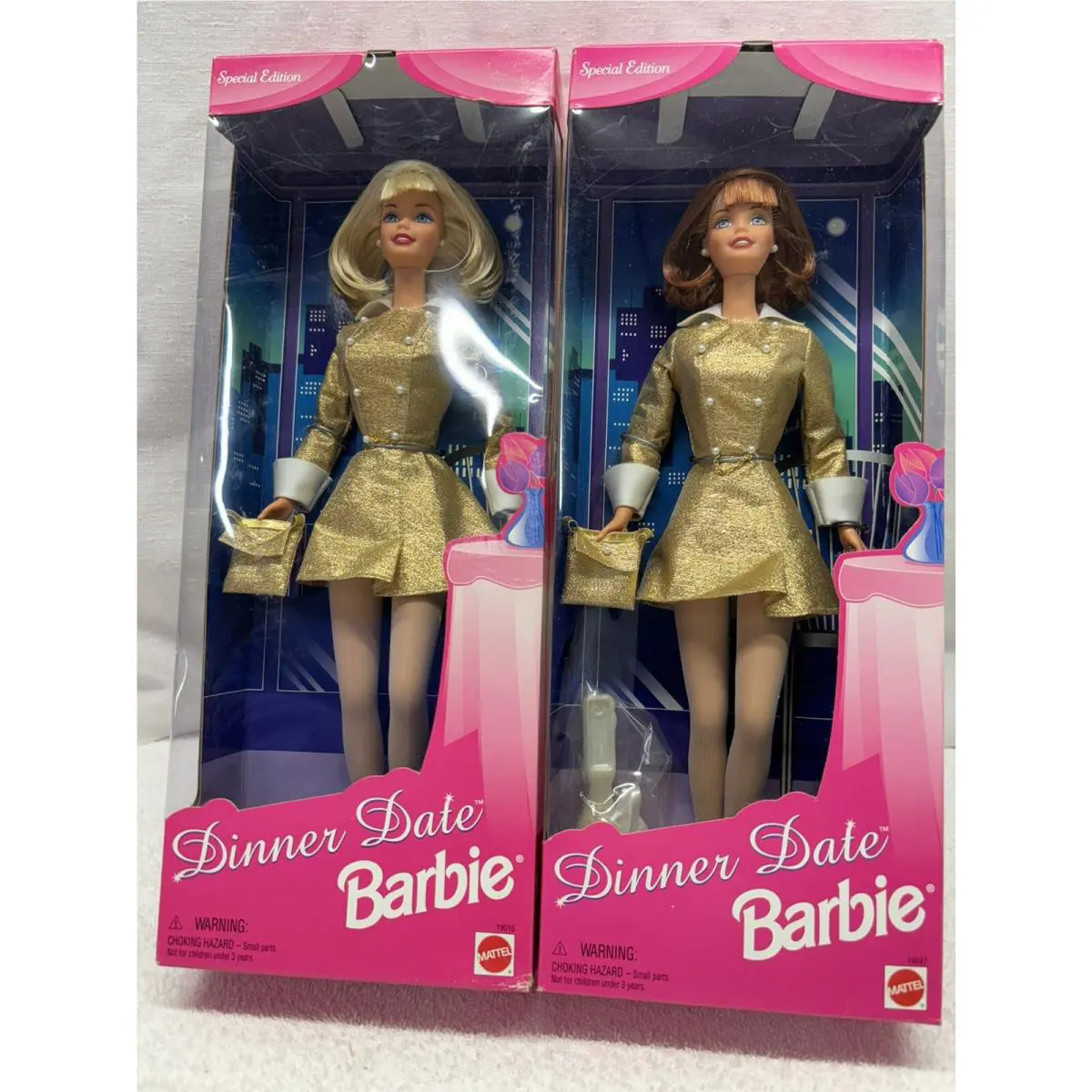 1997 Mattel Sp Edition Dinner Date Barbie Dolls GoldDress-2 Dolls 19016 19037