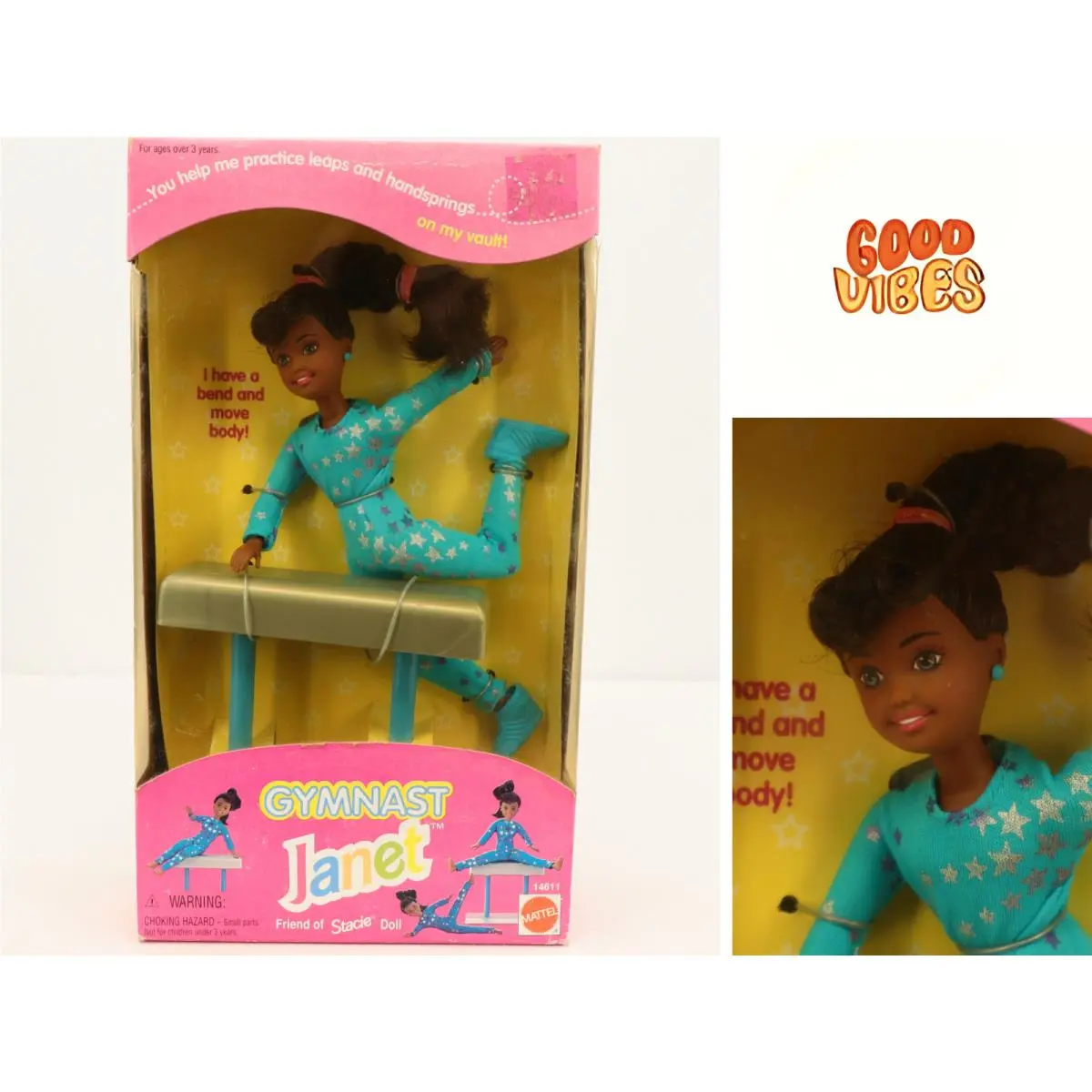 Vtg 1995 Gymnast Janet Friend of Stacie AA Doll Nrfb Mattel 14611