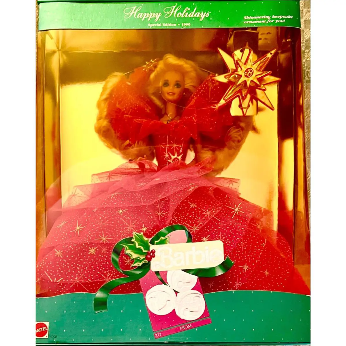 Barbie Happy Holiday: “1990” Red Ruffles with Metallic Gold 4098 Nrfb