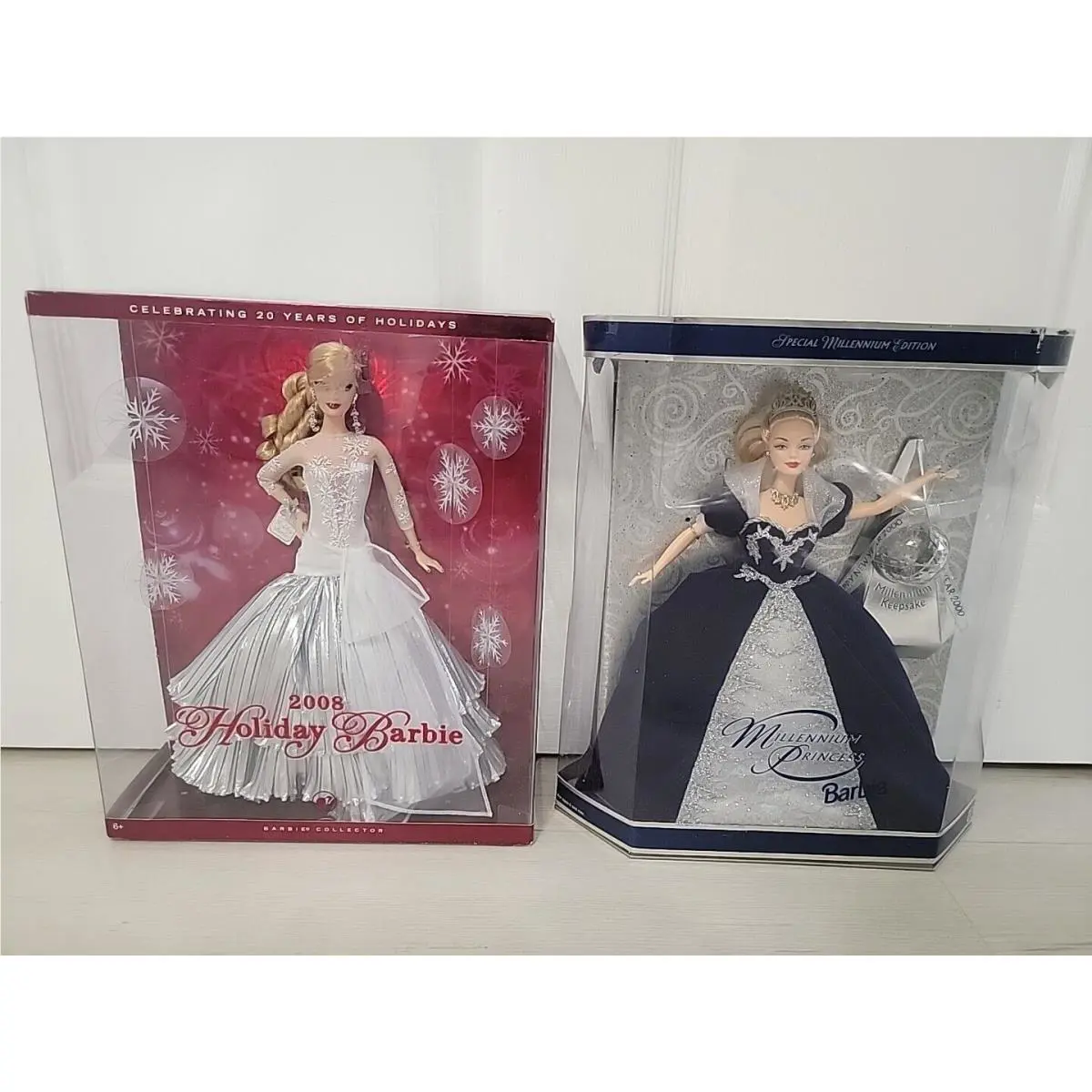 Millennium Princess Ring In The Year 2000 Barbie and 2008 Holiday Barbie