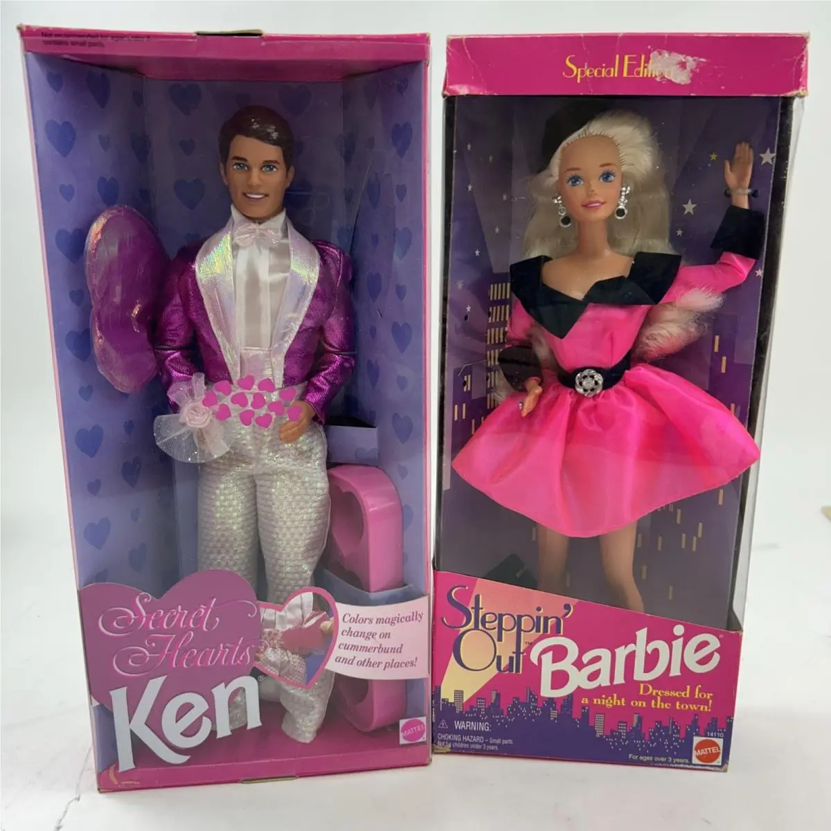 Barbie Steppin Out Barbie and Secret Heart Ken Doll Vintage 1992 Mattel