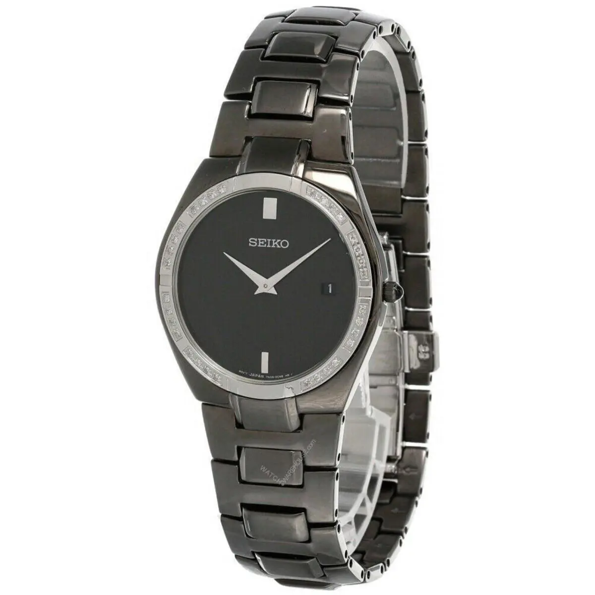 Seiko Kinetic Black Dial 37MM Two-tone SS Men`s Watch SKA551 - Dial: Black, Band: Black, Bezel: Silver