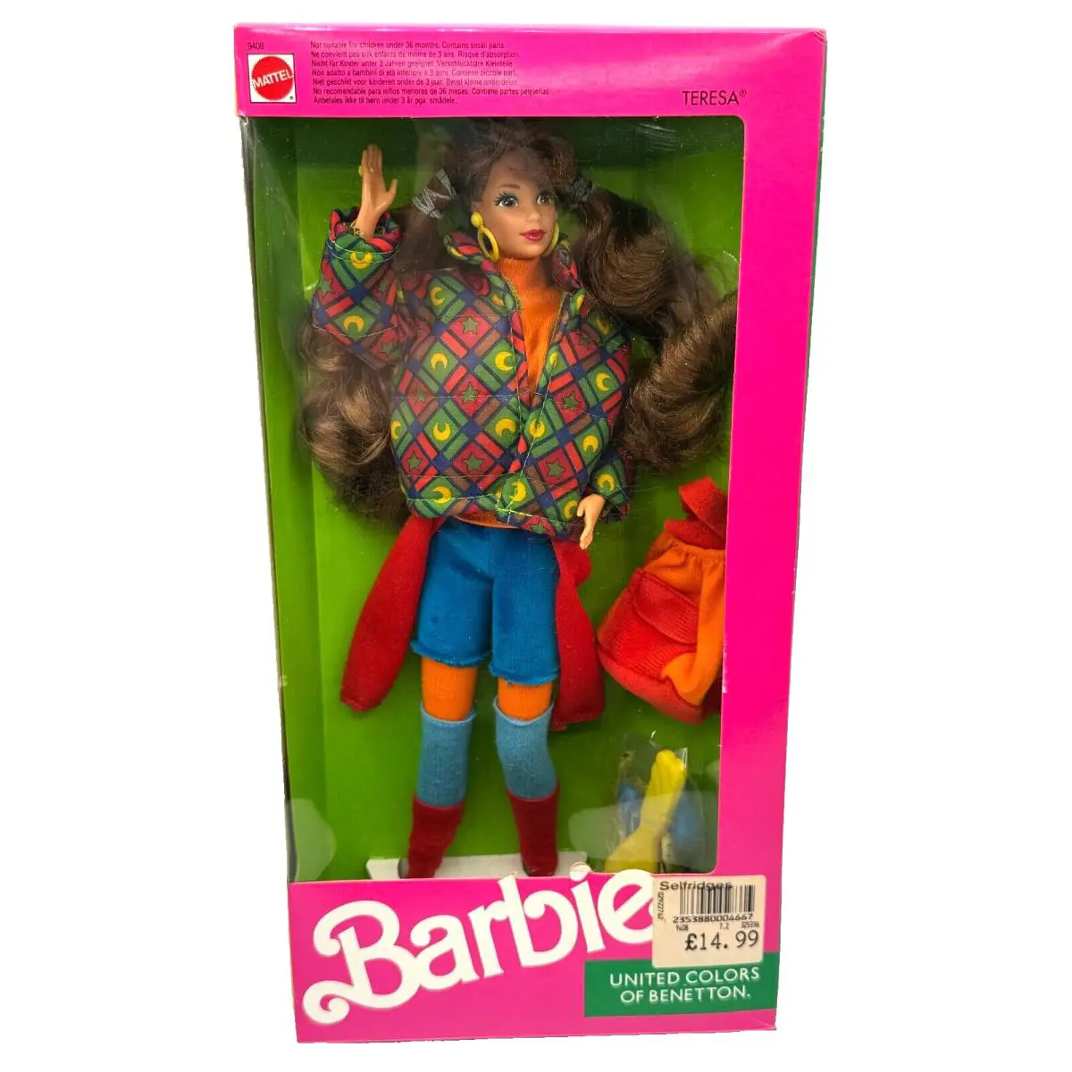 BK Barbie Doll 1990 United Colors OF Benetton Vintage Teresa 9408